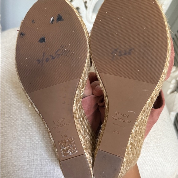Stuart Weitzman Terracotta Suede Wedge Sandals - Picture 4 of 8